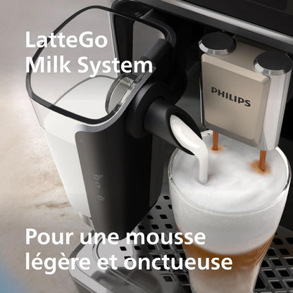 Philips Expresso broyeur Série 5400 (EP5547/90) – 12 Spécialités de Café,Carafe LatteGo facile à nettoyer,Ecran intuitif,4 Profils Utilisateur,Machine à café à grain Noir Chrome