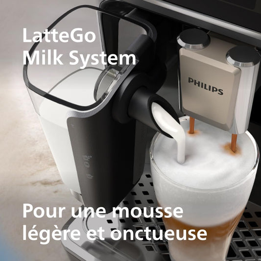 Philips Expresso broyeur Série 5400 (EP5547/90) – 12 Spécialités de Café,Carafe LatteGo facile à nettoyer,Ecran intuitif,4 Profils Utilisateur,Machine à café à grain Noir Chrome